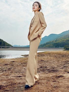 秋季新款卡其色西服微喇长裤高端时尚马甲西装国风正装