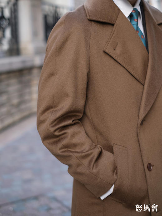 意大利羊绒羊毛驼色双排扣切斯菲尔德大衣 商品图11