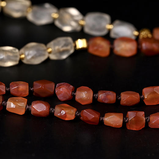 西亚高古磨面白水晶+红玛瑙项链 商品图6