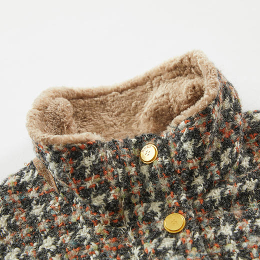 谜底粗花呢大衣女2023冬季新品复古绣花宽松中长款外套234MD1479 商品图3