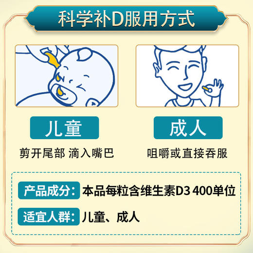 【拍2赠1 拍4赠2 拍5赠3  拍10赠7】维生素D滴剂 有非常多的生理作用 和健康息息相关 60粒 商品图6