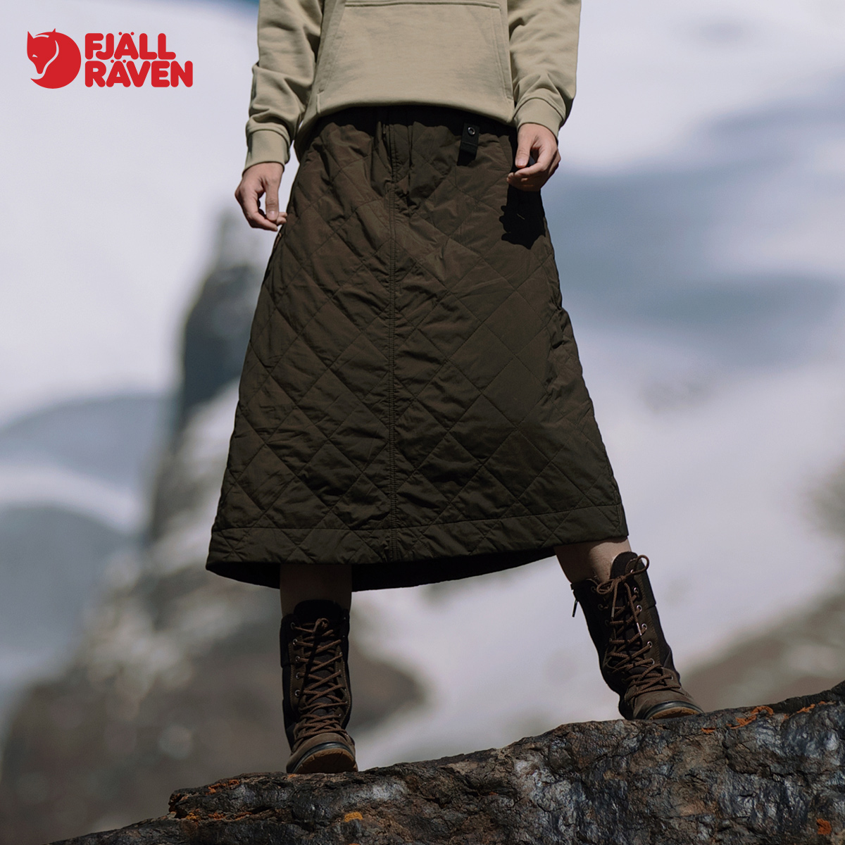 北极狐女士户外柔软舒适百搭保暖格子半身A字裙 05232210