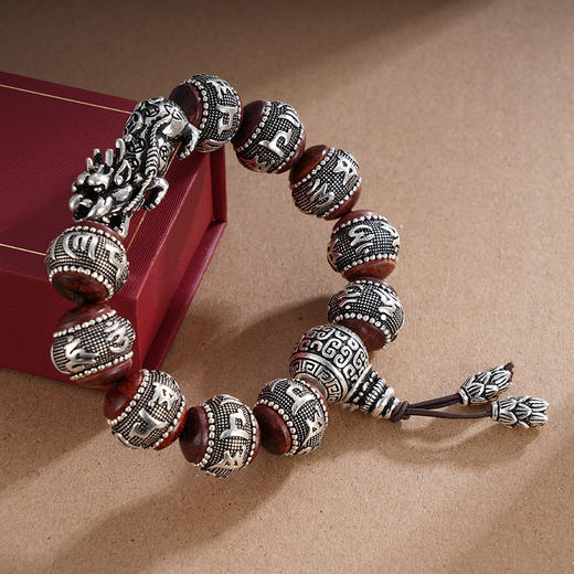 子佩集S990银【峰回路转】手串【KDFSC005】仿古真言手链2309 商品图3