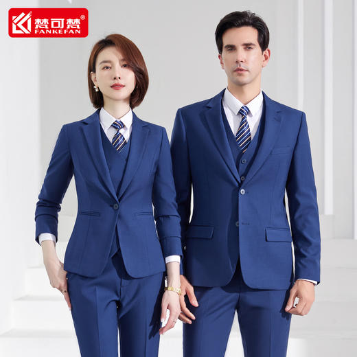 高档灰色西装套装售楼部企业工装4S店销售工作服职业装西服定制 商品图3