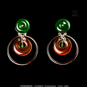 【环环相扣】红玛瑙绿翠耳坠     EZ12304023