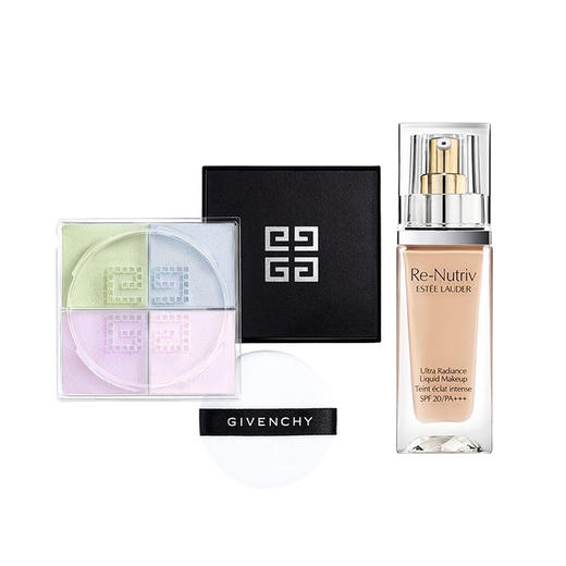 纪梵希四宫格散粉1号色4*3G+雅诗兰黛白金级奢宠光灿精华粉底液21SPF20/PA+++30ML冷调自然皮【SZCT10.0】 商品图0