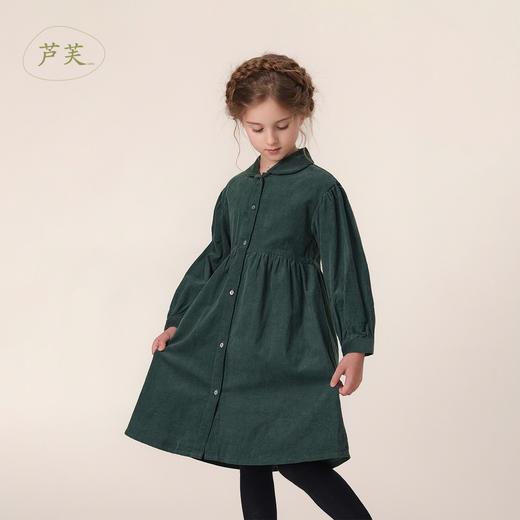 【马克珍妮 芦芙】秋装新款 灯芯绒法式碎褶连衣裙221607 商品图1