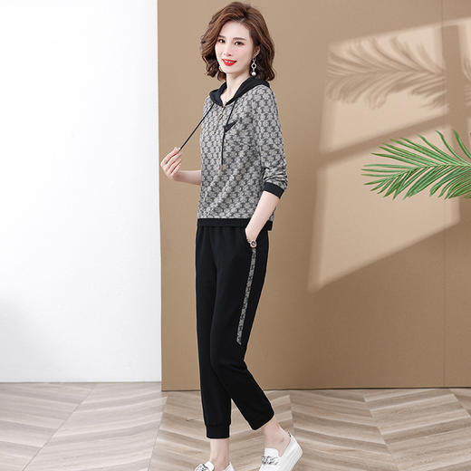 YCE T212-8742运动服套装纯色连帽卫衣休闲服两件套 商品图3