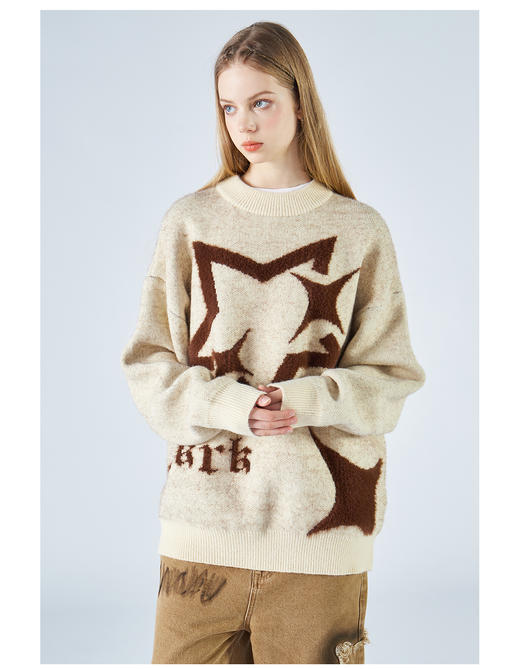 2305-GKRK 23年秋冬新品海马毛五角星撞色圆领针织毛衣 商品图13