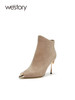 westory2023秋季新品女网红高跟半筒靴金属尖头细跟脚踝靴W23DS82771 商品缩略图1
