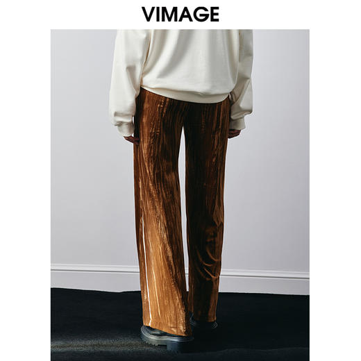 VIMAGE纬漫纪秋季新款高腰休闲简约显瘦直筒时尚百搭裤子V2005617 商品图3