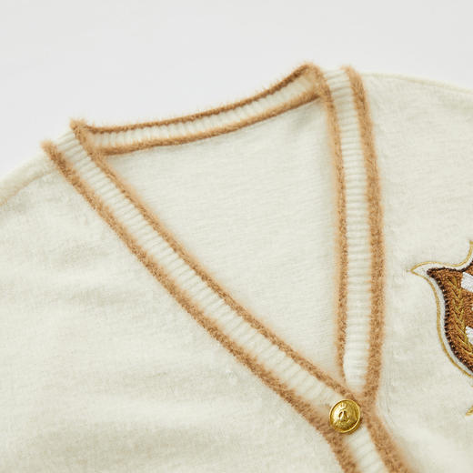 谜底针织开衫女2023冬新品复古文艺学院风中长款针织衫234MZ1880 商品图3