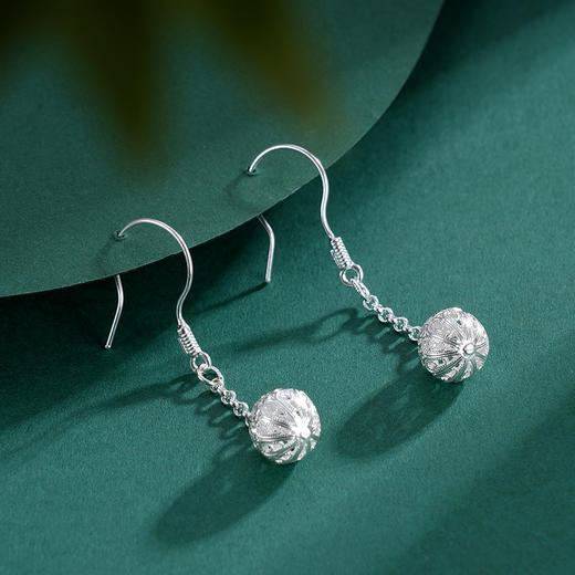子佩集S990银吊球耳环【QBEH036】花丝球球2309 商品图2