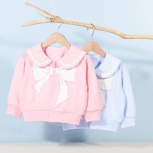 贝贝怡童装女童海军风娃娃领外套春秋新款蝴蝶结印花甜美上衣233S3262 商品图5