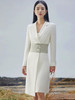高端新款设计感中式国潮风连衣裙长袖收腰显瘦白色西装裙 商品缩略图1