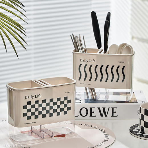 「ins风！三款配色」壁挂奶油风筷子收纳盒 厨房用品免打孔筷子篓置物架沥水筷笼 商品图1