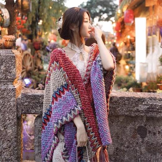 民族风披肩云南丽江，大理桂林旅游复古风拼接外搭披风HY-民族风披肩 商品图1