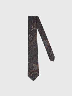 callisto咖色全桑蚕丝领带 FSCTE001BR