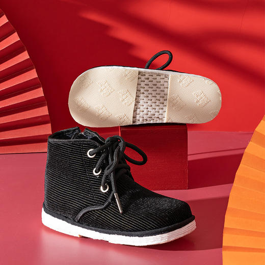 内联升童鞋手工棉鞋千层底三眼灯芯绒棉鞋5294C 商品图1