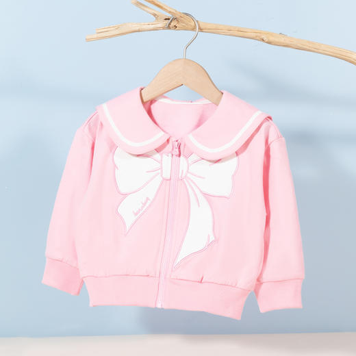 贝贝怡童装女童海军风娃娃领外套春秋新款蝴蝶结印花甜美上衣233S3262 商品图3