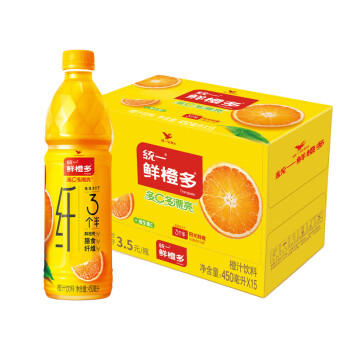 统一 鲜橙多 450ml*15瓶 整箱装 橙汁饮料（新老包装随机发货） 商品图0