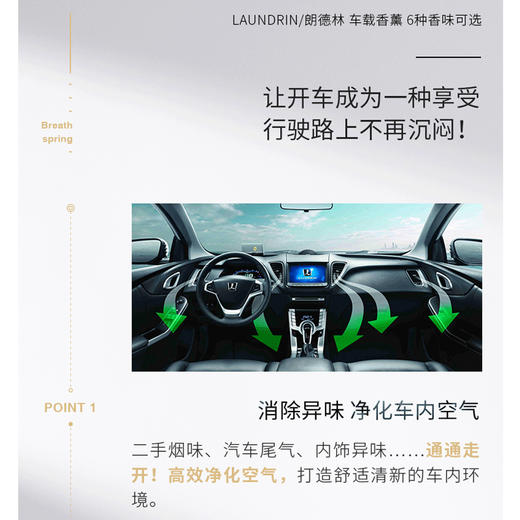 Laundrin朗德林 车载香薰车饰摆件车用固体香膏汽车香水香氛出风口1个装 商品图2