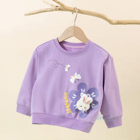 贝贝怡童装女童香芋紫套头卫衣春秋新款儿童上衣小兔上装宝宝衣服233S3259
