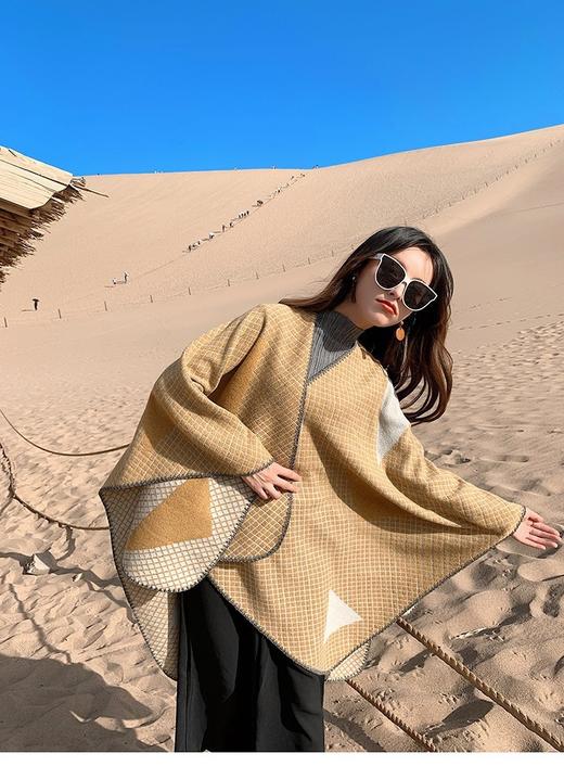 青海西藏茶卡盐湖旅游，大开叉披肩民族风加厚披风HJ-001 商品图5