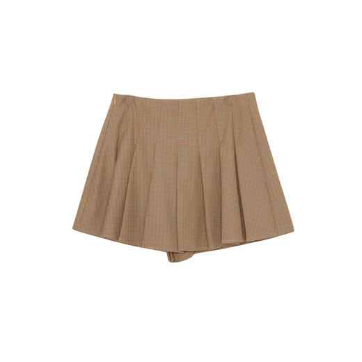 谜底格子短裤女2023冬季新品复古文艺百搭宽松格纹裙裤234MK1481 商品图4