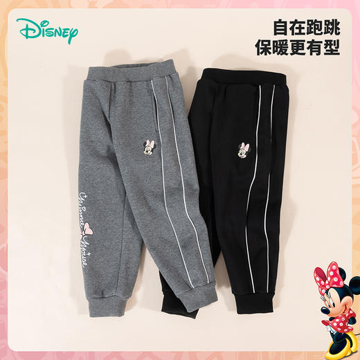 迪士尼贝贝怡联名童装女童秋冬加绒长裤运动裤保暖卫裤儿童休闲裤233K2566 商品图2