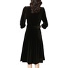 秋季新款，时尚复古优雅中长裙法式名媛风金丝绒黑色连衣裙AHM-ymy5290 商品缩略图4
