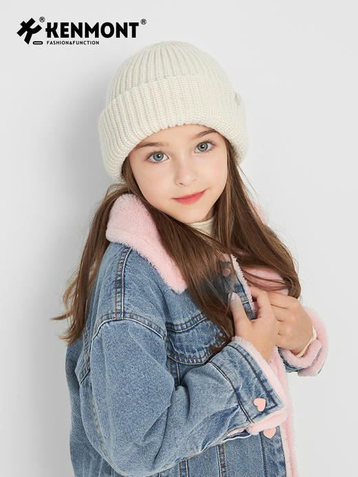 *【卡蒙】儿童双层护额保暖绵羊毛多巴胺毛线帽宽松套头针织帽6-9岁新KM-4430 商品图9