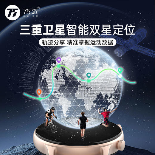 75派智能运动手表W20血压心率血氧监测健身运动手环适用华为小米apple手机APP多功能GPS定位 商品图1