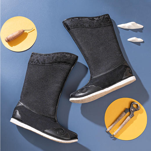 内联升男鞋手工单靴千层底大内联升锦衣卫千户指挥靴（男千）DN8513 商品图1