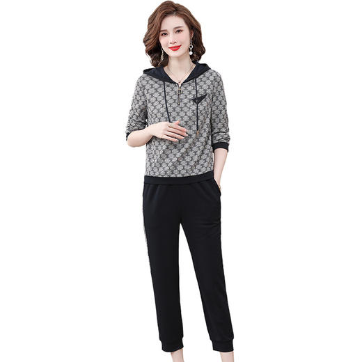 YCE T212-8742运动服套装纯色连帽卫衣休闲服两件套 商品图4