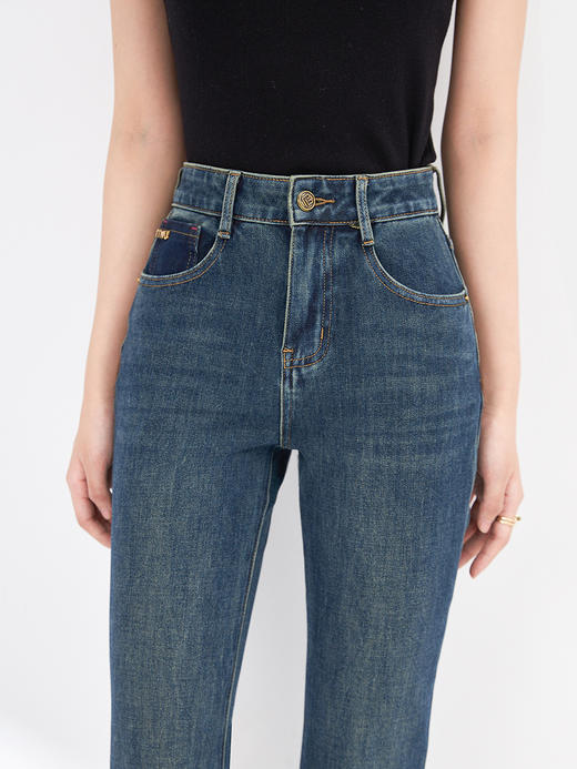 时尚百搭，高弹力休闲女人高腰高弹力遮肉提臀牛仔喇叭裤WLZD-2321412 商品图2