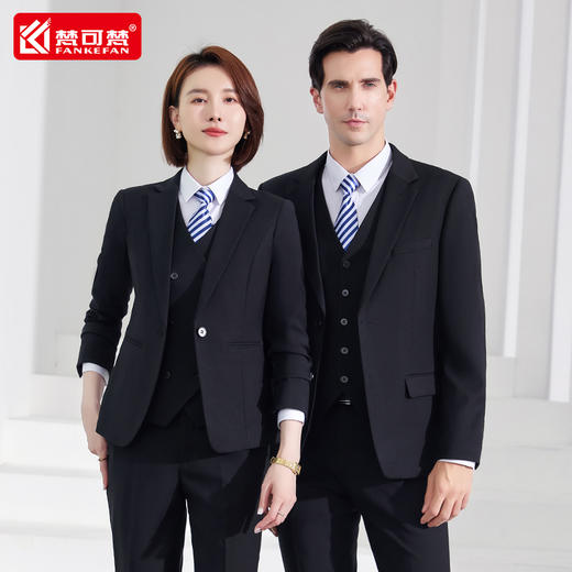 高档灰色西装套装售楼部企业工装4S店销售工作服职业装西服定制 商品图2