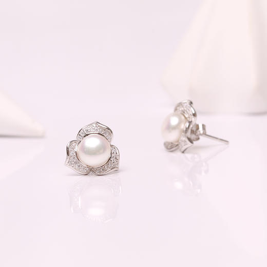 美裕 银925淡水珍珠耳钉7-8mm白 107232 商品图2