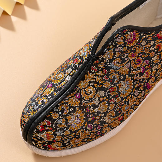 内联升女鞋手工棉鞋千层底经典贴胶底加密真丝织锦安棉8235A/FA 商品图6