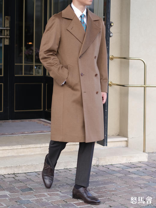 意大利羊绒羊毛驼色双排扣切斯菲尔德大衣 商品图10