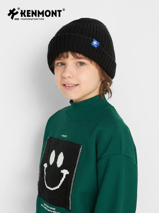 *【卡蒙】儿童双层护额保暖绵羊毛多巴胺毛线帽宽松套头针织帽6-9岁新KM-4430 商品图2