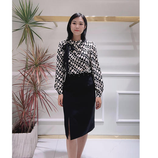 EIIR司歌职场印花几何长袖小立领衬衫T88G8696 商品图3