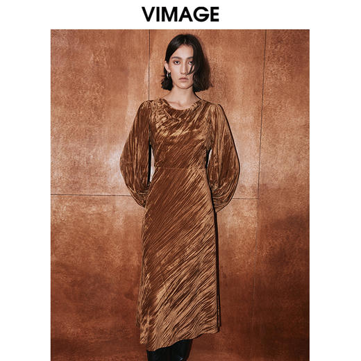 VIMAGE纬漫纪冬季新款时尚百搭高级舒适连衣裙V2007625 商品图3