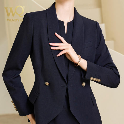 秋季新品高端藏青色西装连衣裙套装 商品图2
