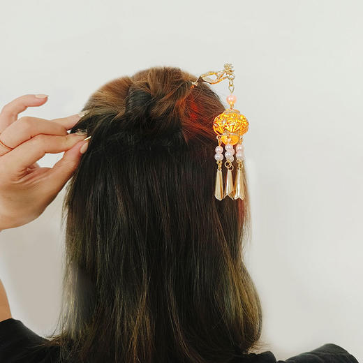 国潮古风发光灯笼发簪 复古宫灯流苏簪子 汉服步摇头饰发饰 商品图7