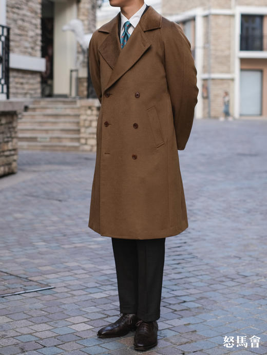 意大利羊绒羊毛驼色双排扣切斯菲尔德大衣 商品图3