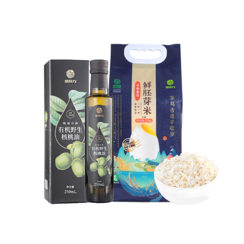 云品粮油组合 100型（云南普洱鲜胚芽米2.5kg+有机野生核桃油250ml 各*1）