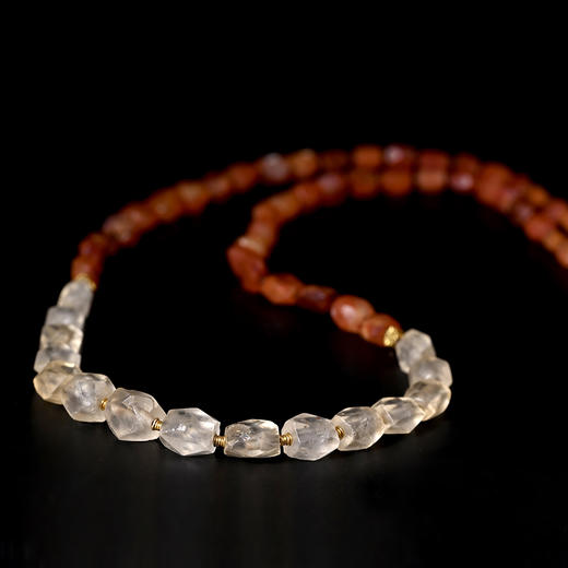 西亚高古磨面白水晶+红玛瑙项链 商品图1