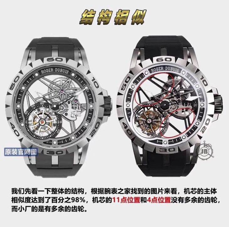 JB厂罗杰杜彼王者系列RDDBEX0479复刻表对比正品详细评测
