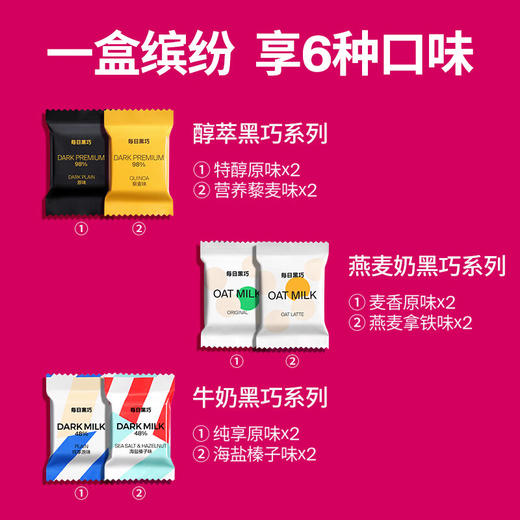 每日黑巧缤纷巧思礼盒75g/040614 混合口味黑巧巧克力12片享6种经典口味 商品图2